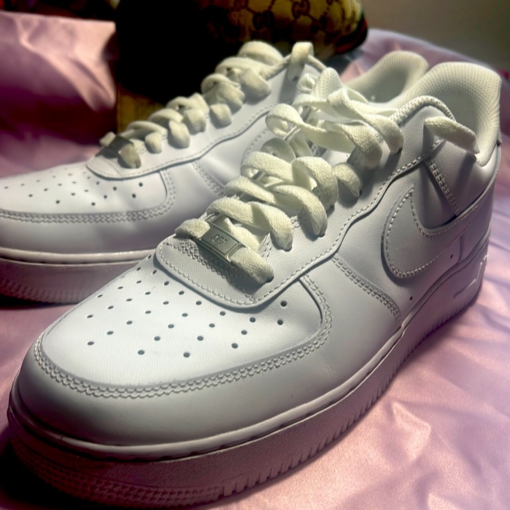 White Air Force Ones with AF1 laces